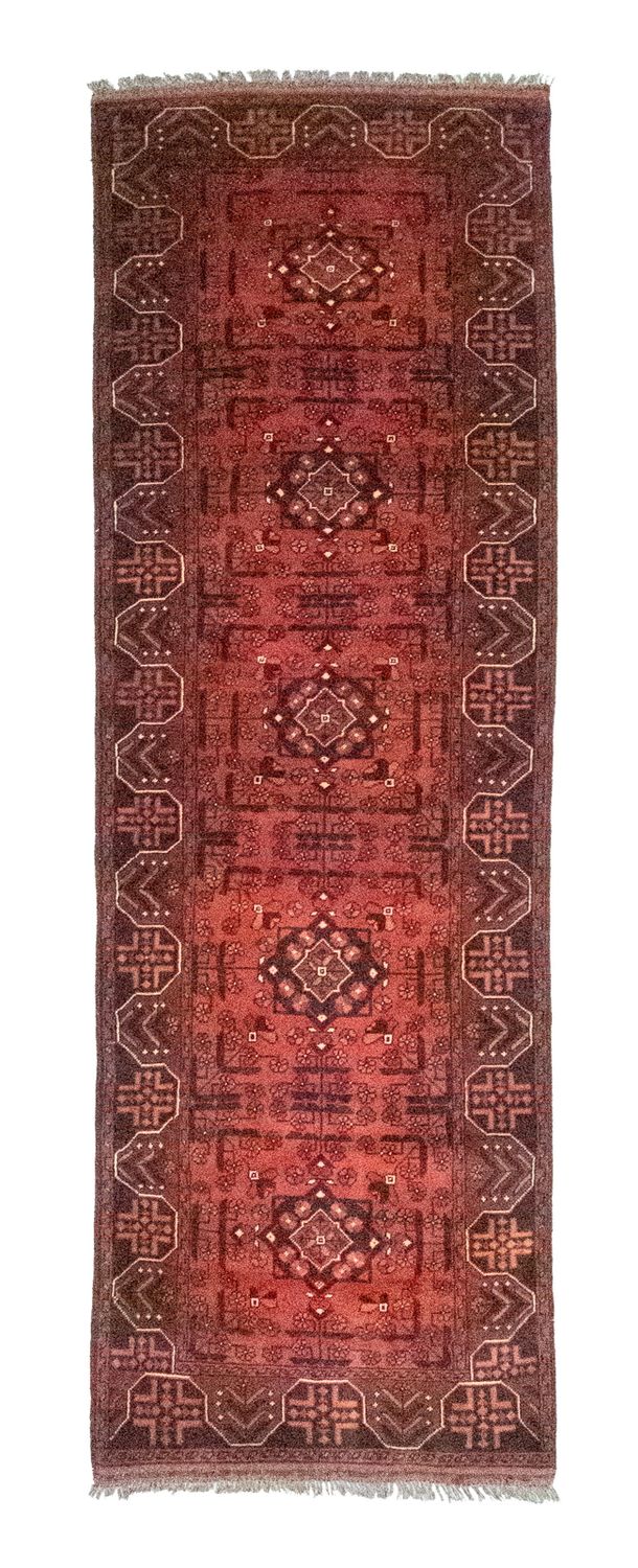 Runner Afghan Rug - Kunduz - 288 x 78 cm - red