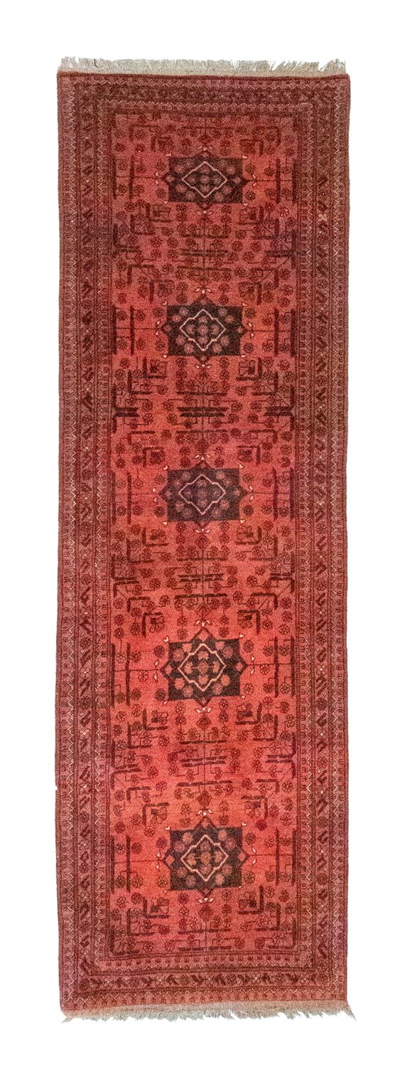 Runner Afghan Rug - Kunduz - 298 x 79 cm - red
