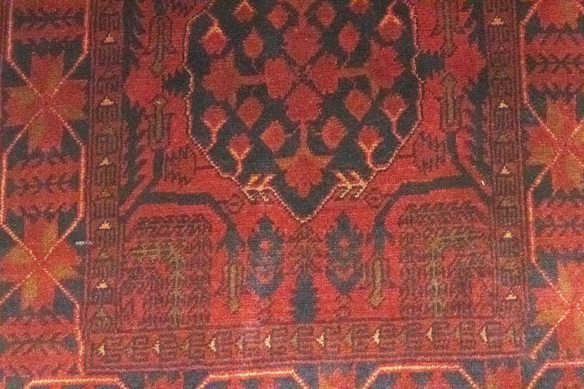 Runner Afghan Rug - Kunduz - 390 x 82 cm - red