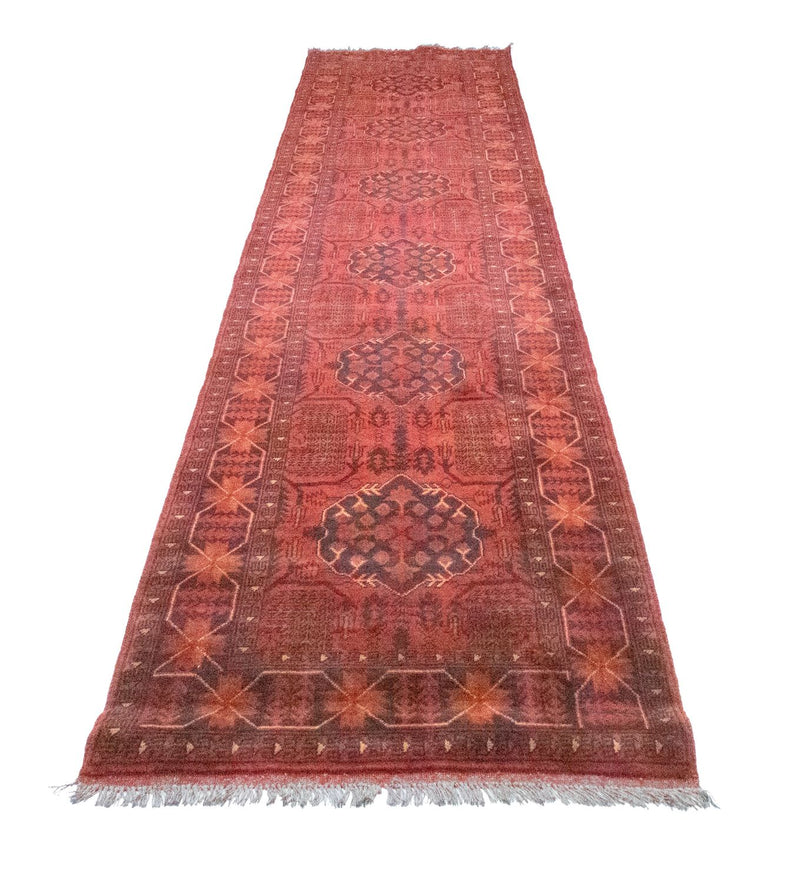 Runner Afghan Rug - Kunduz - 390 x 82 cm - red
