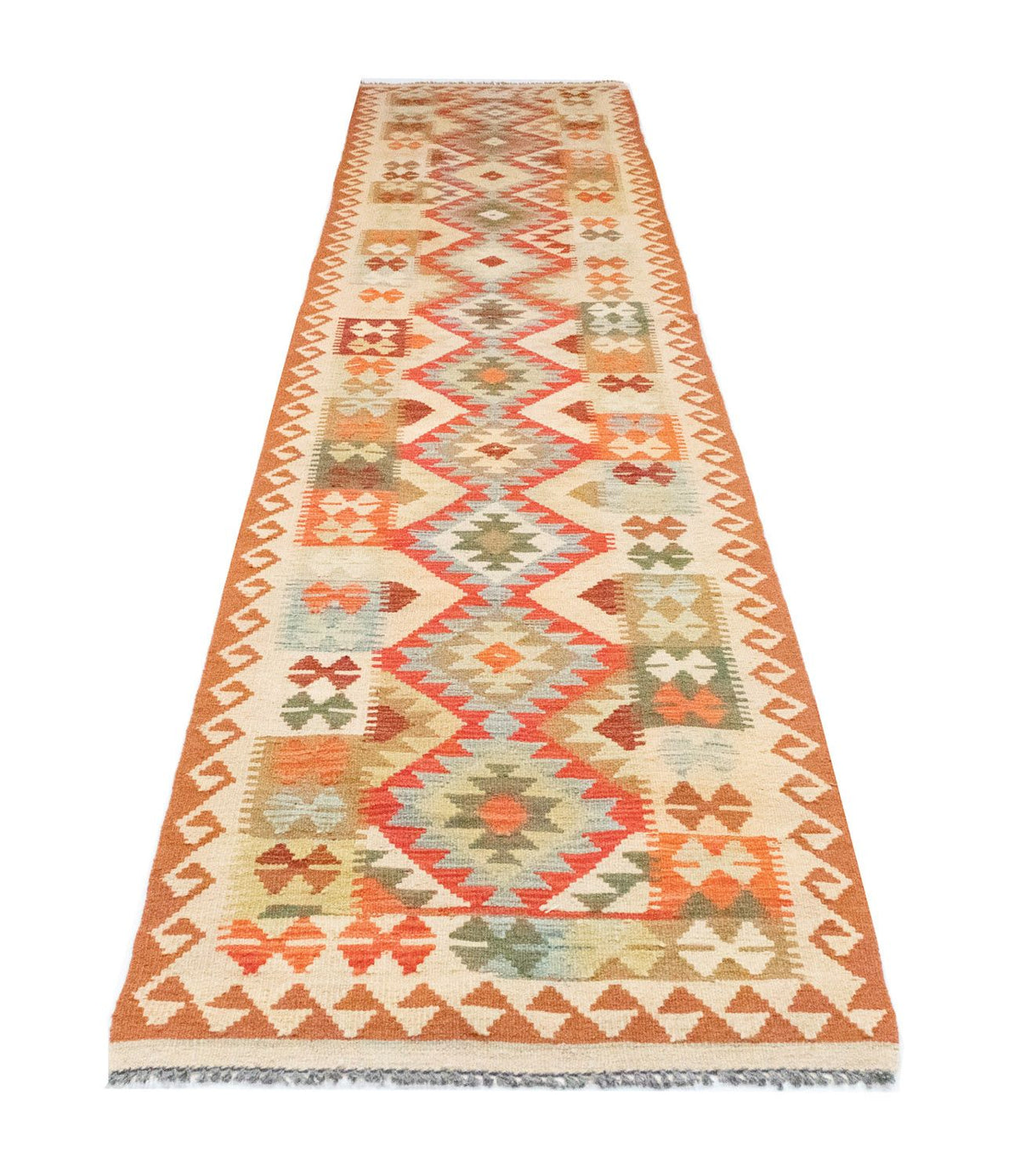 Runner Kelim Rug - Oriental - 396 x 81 cm - red
