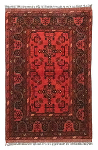 Afghan Rug - Kunduz - 150 x 100 cm - red