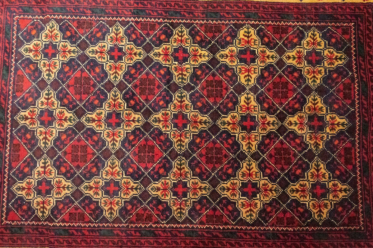 Afghan Rug - 143 x 105 cm - blue
