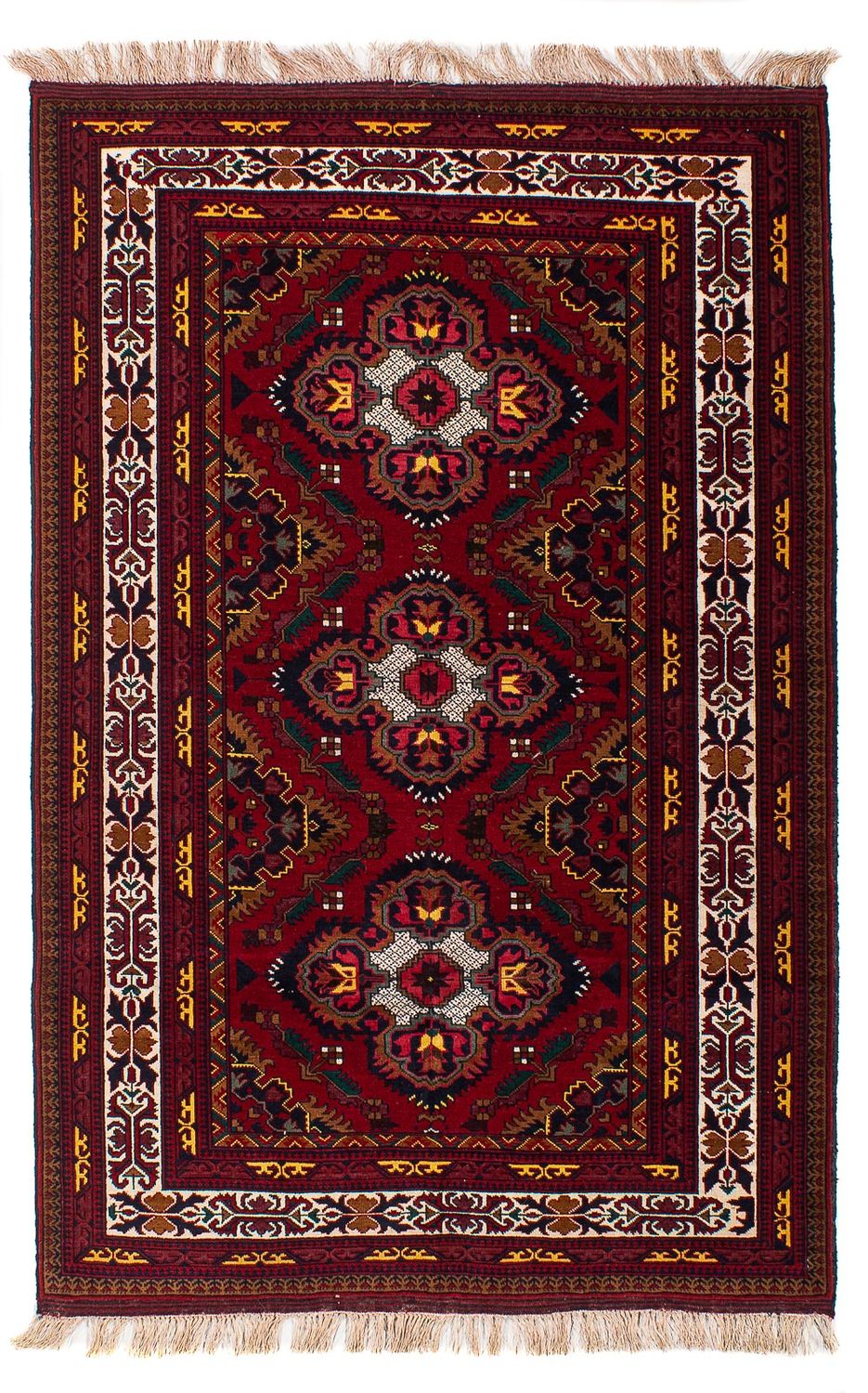 Afghan Rug - 145 x 93 cm - dark red