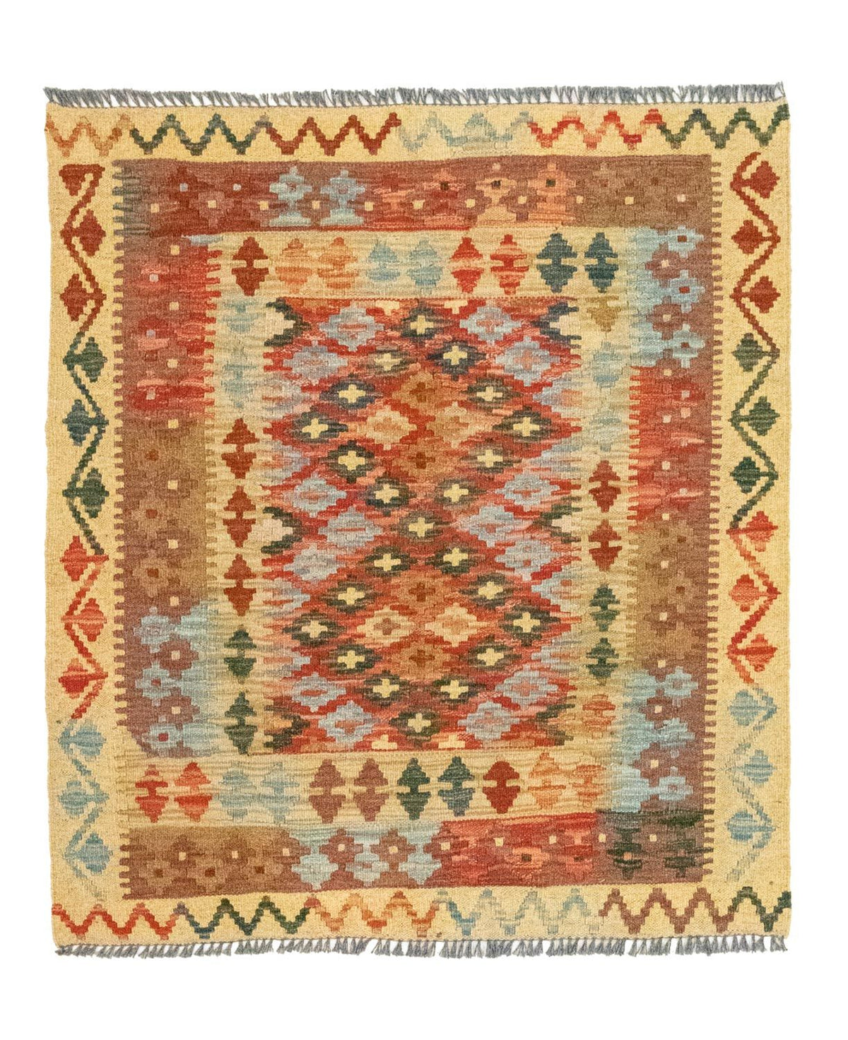 Kelim Rug - Oriental square  - 115 x 106 cm - multicolored
