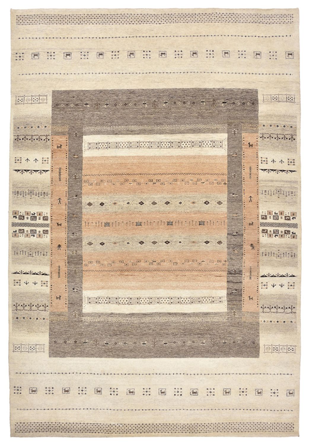 Gabbeh Rug - Loribaft Indus - 299 x 205 cm - dark beige
