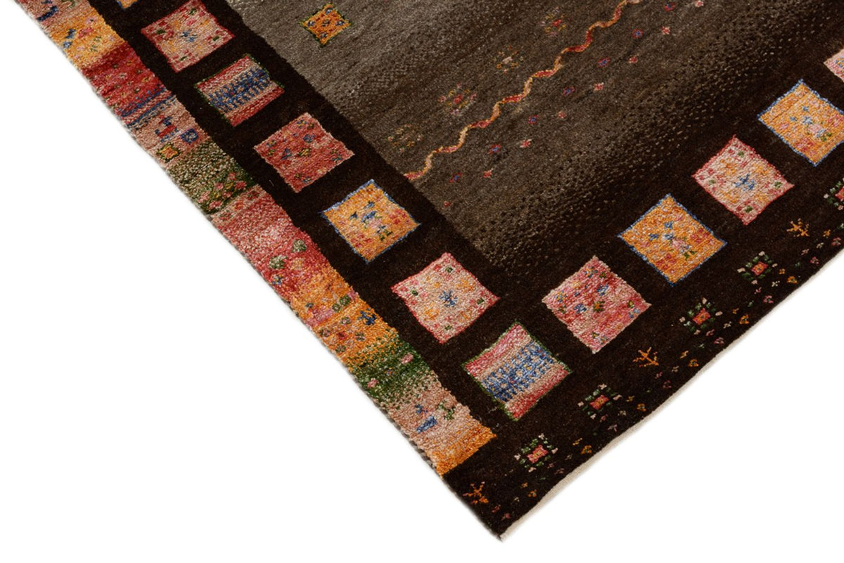 Runner Gabbeh Rug - Loribaft Indus - 306 x 80 cm - dark beige