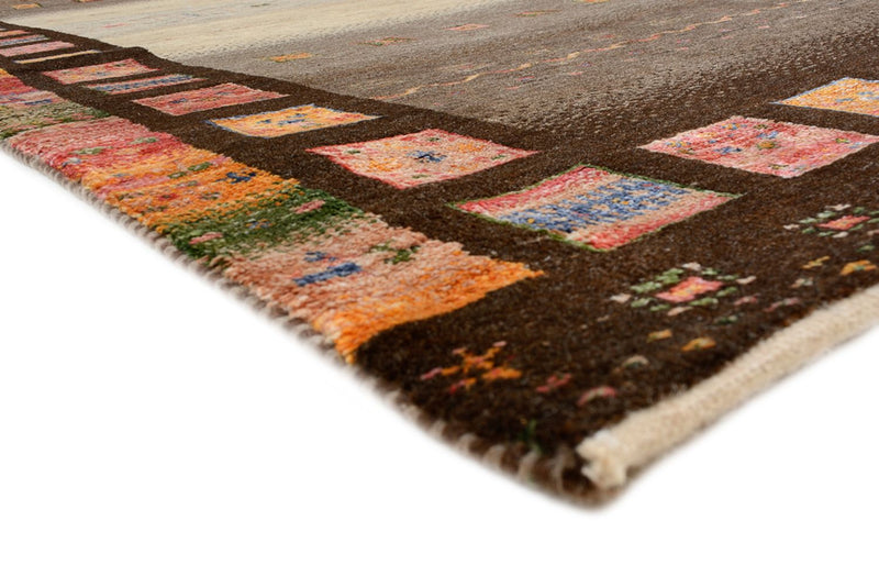 Runner Gabbeh Rug - Loribaft Indus - 306 x 80 cm - dark beige