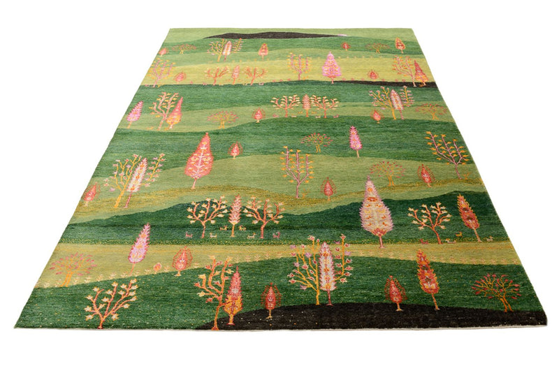 Gabbeh Rug - Loribaft Indus - 247 x 172 cm - green