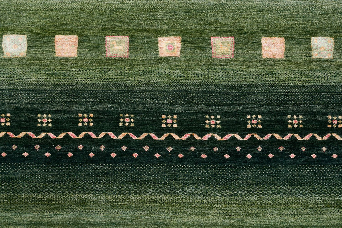 Gabbeh Rug - Loribaft Indus - 302 x 248 cm - green