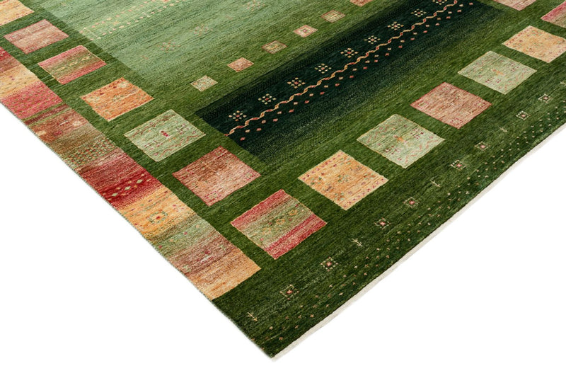 Gabbeh Rug - Loribaft Indus - 308 x 205 cm - green