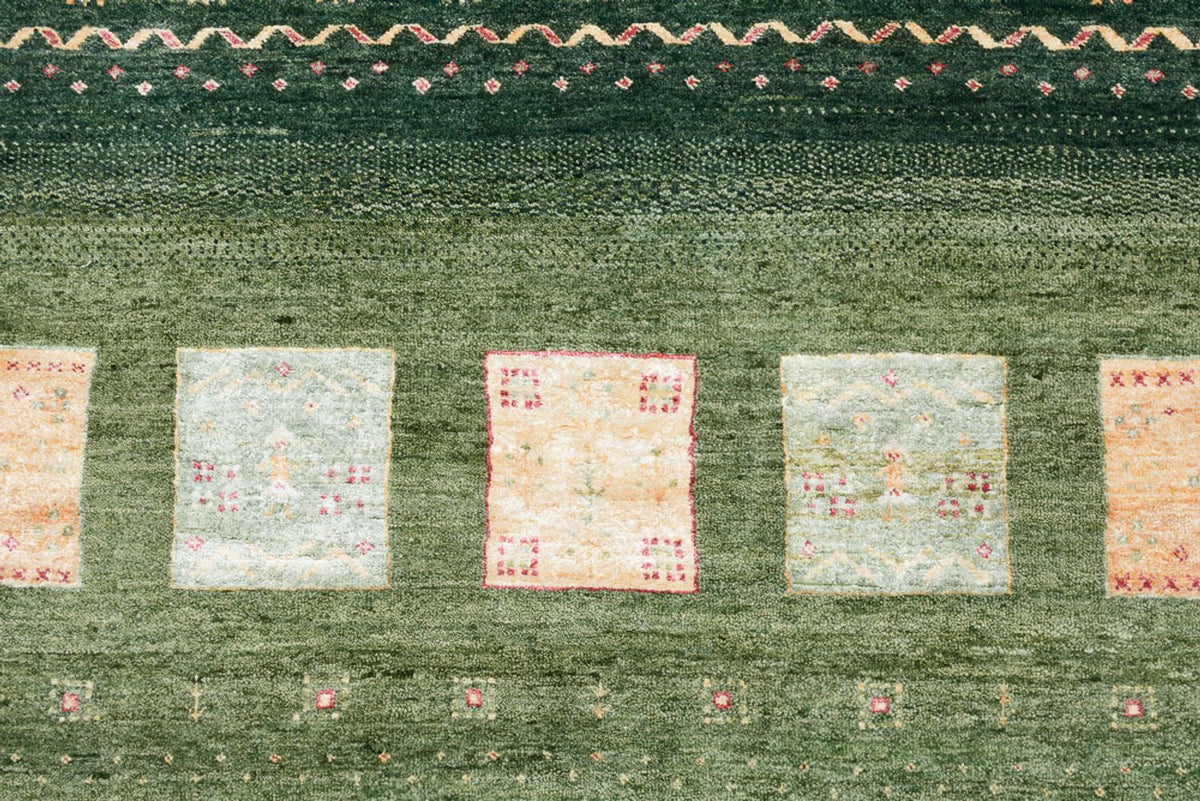 Gabbeh Rug - Loribaft Indus - 259 x 208 cm - green