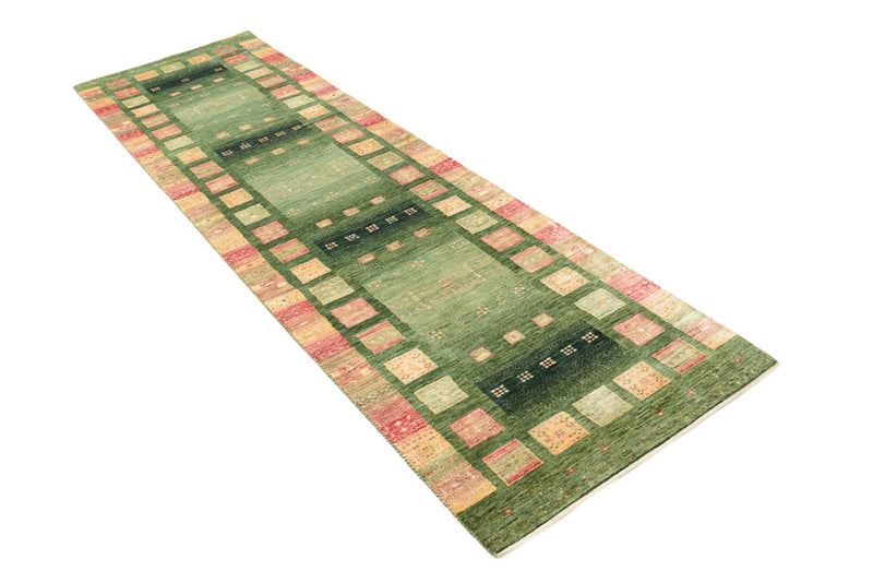Runner Gabbeh Rug - Loribaft Indus - 296 x 82 cm - green