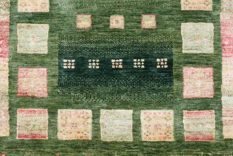 Runner Gabbeh Rug - Loribaft Indus - 296 x 82 cm - green