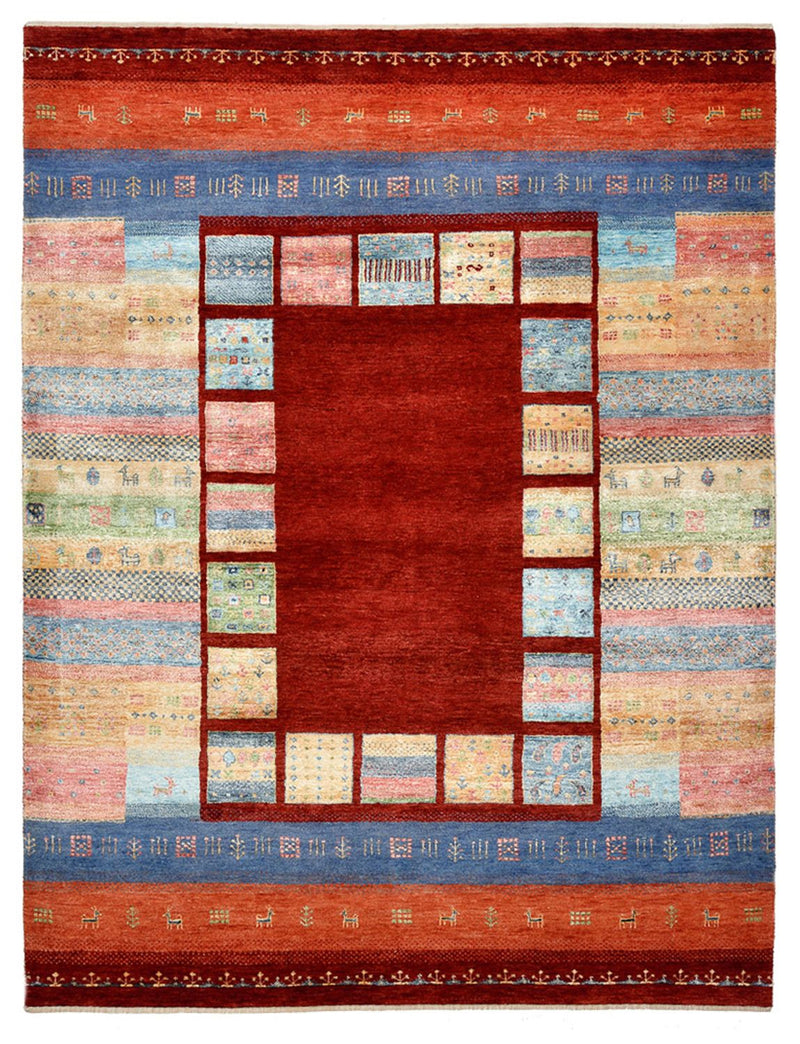 Gabbeh Rug - Loribaft Indus - 201 x 155 cm - red