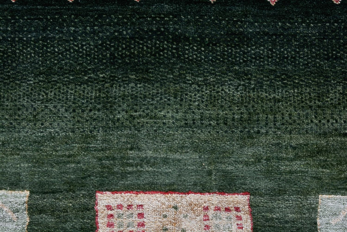 Gabbeh Rug - Loribaft Indus - 346 x 245 cm - green