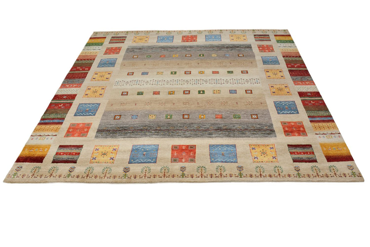 Gabbeh Rug - Loribaft Indus square  - 256 x 250 cm - light beige