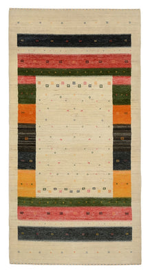 Runner Gabbeh Rug - Loribaft Indus - 195 x 101 cm - light beige