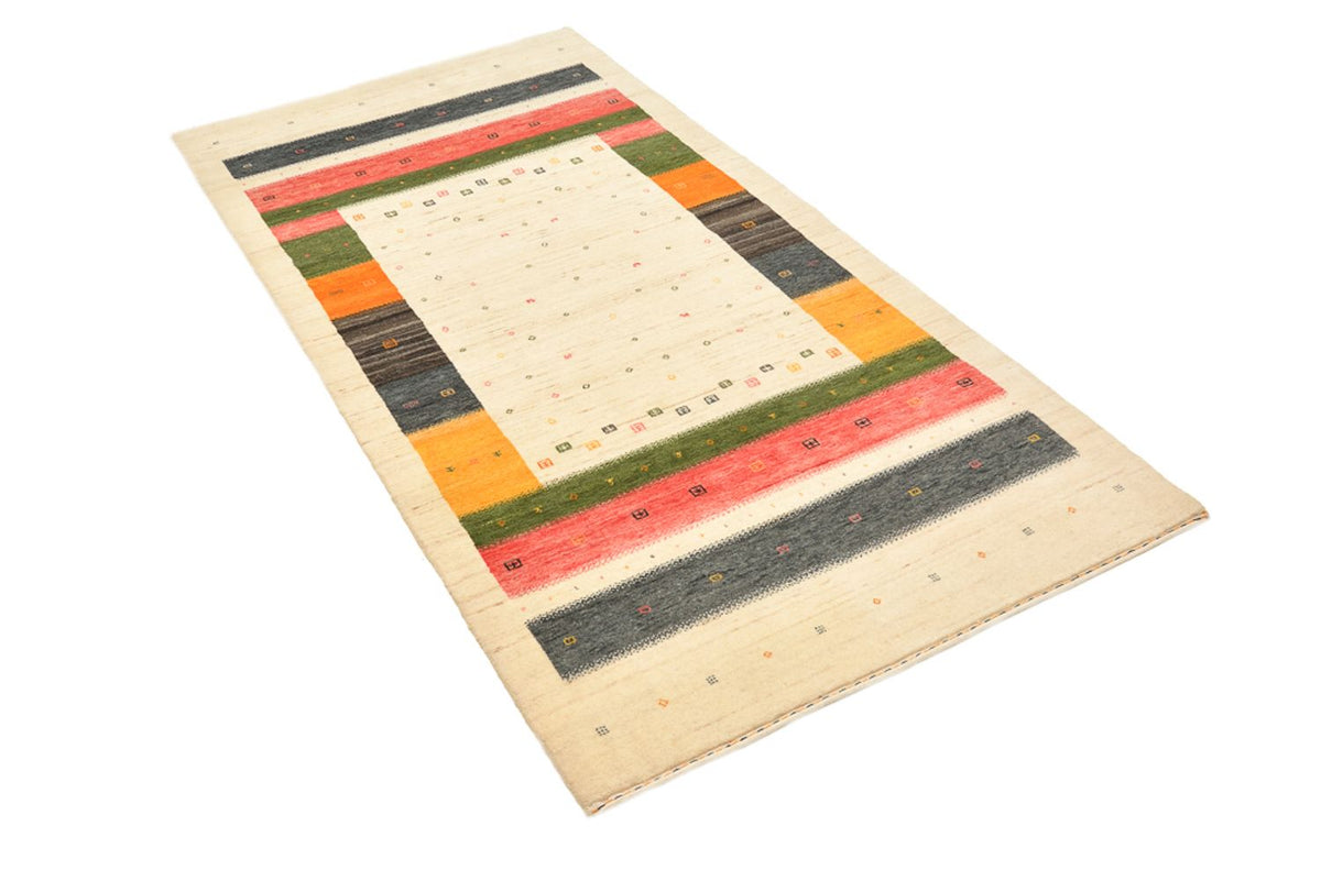 Runner Gabbeh Rug - Loribaft Indus - 195 x 101 cm - light beige