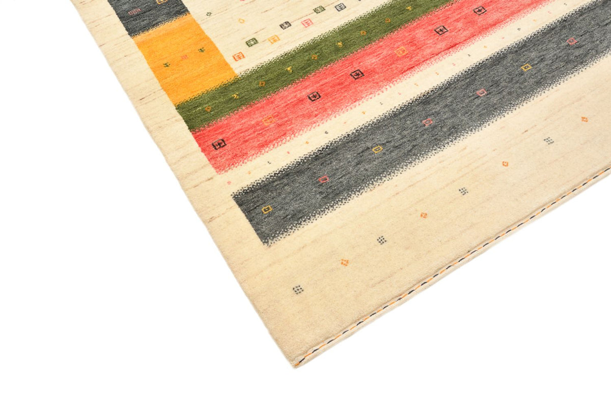 Runner Gabbeh Rug - Loribaft Indus - 195 x 101 cm - light beige