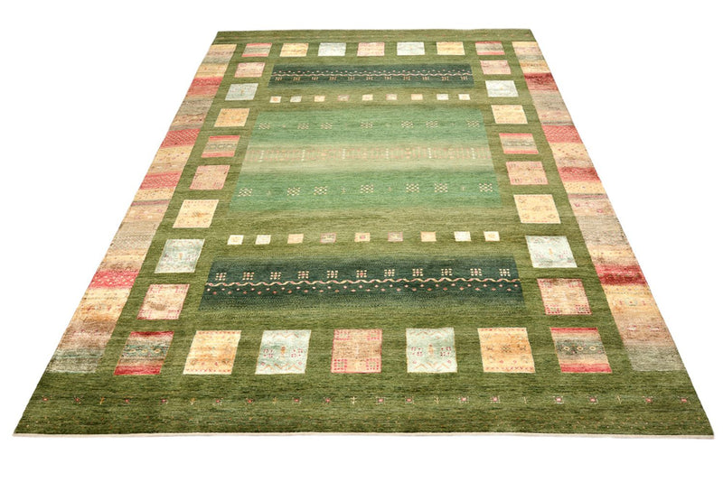 Gabbeh Rug - Loribaft Indus - 343 x 251 cm - green