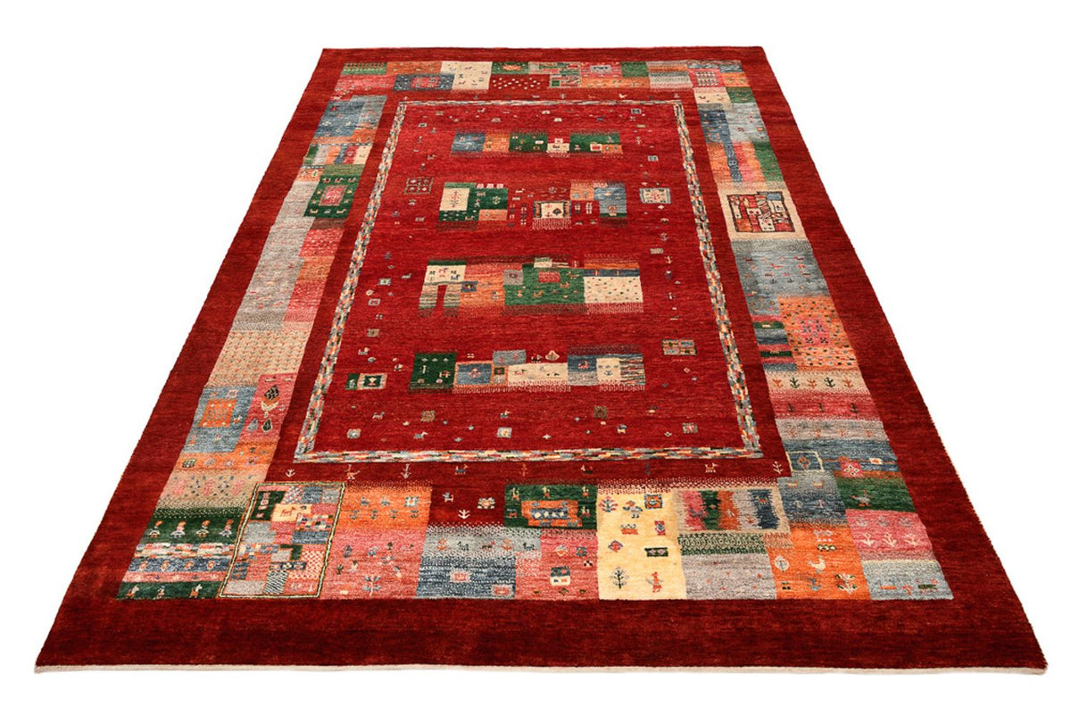 Gabbeh Rug - Loribaft Indus - 239 x 177 cm - red