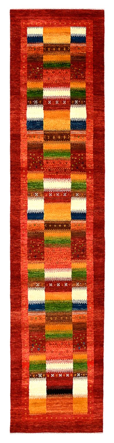 Runner Gabbeh Rug - Loribaft Indus - 386 x 83 cm - red