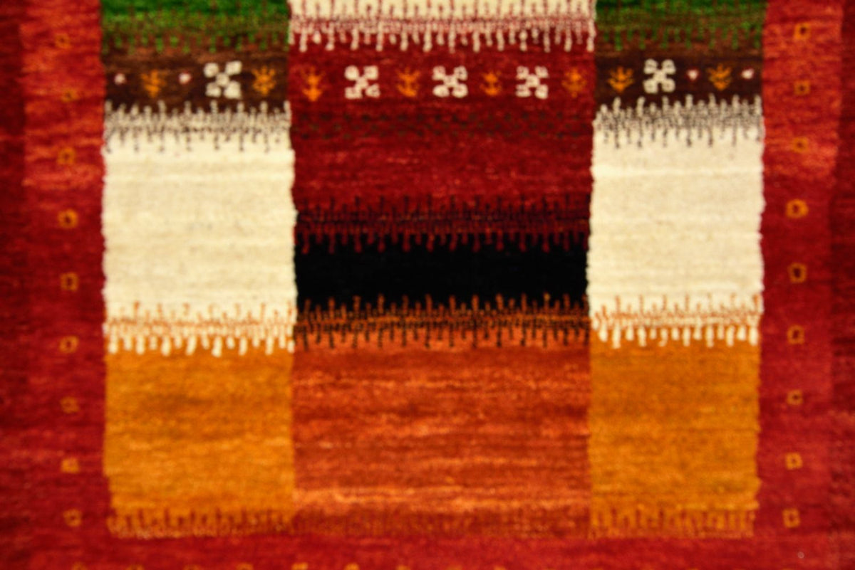 Runner Gabbeh Rug - Loribaft Indus - 386 x 83 cm - red