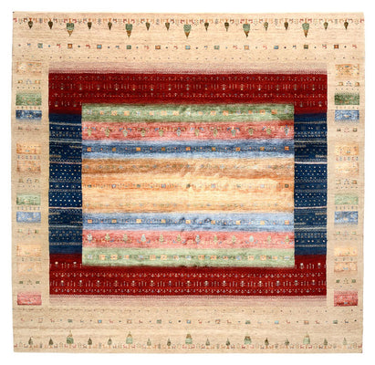 Gabbeh Rug - Loribaft Indus square  - 253 x 246 cm - multicolored