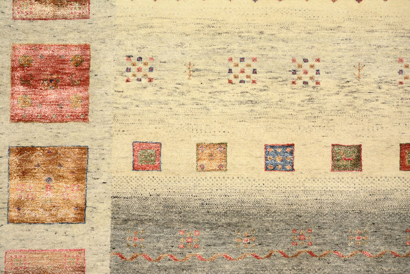 Gabbeh Rug - Loribaft Indus square  - 254 x 251 cm - light beige