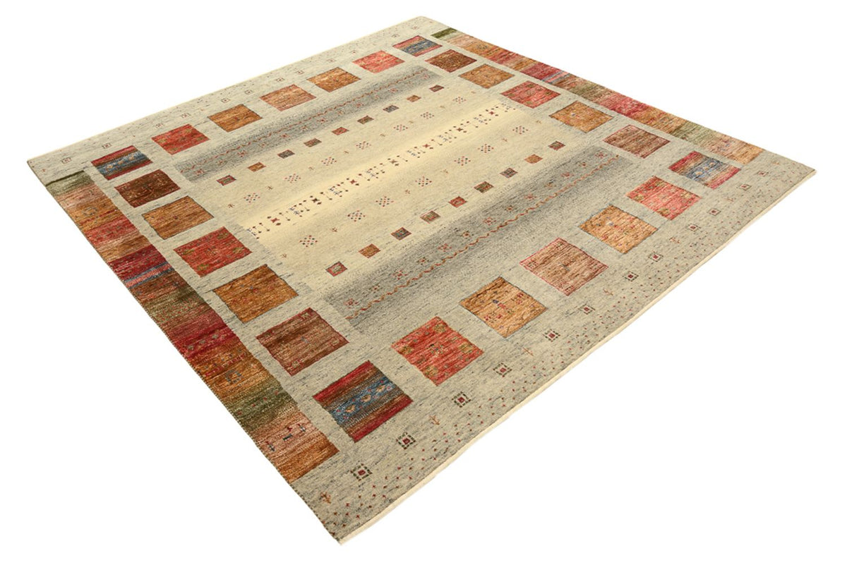 Gabbeh Rug - Loribaft Indus square  - 202 x 199 cm - light beige