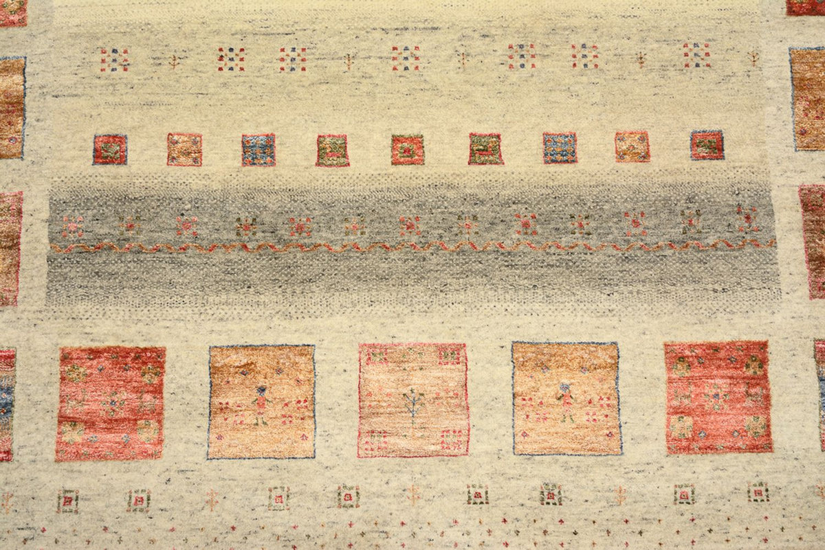 Gabbeh Rug - Loribaft Indus square  - 202 x 199 cm - light beige