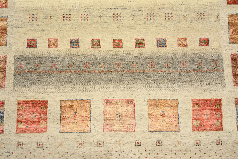 Gabbeh Rug - Loribaft Indus square  - 202 x 199 cm - light beige