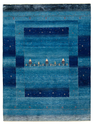 Gabbeh Rug - Loribaft Indus - 201 x 152 cm - sea blue