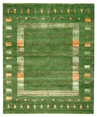 Gabbeh Rug - Loribaft Indus - 246 x 206 cm - green