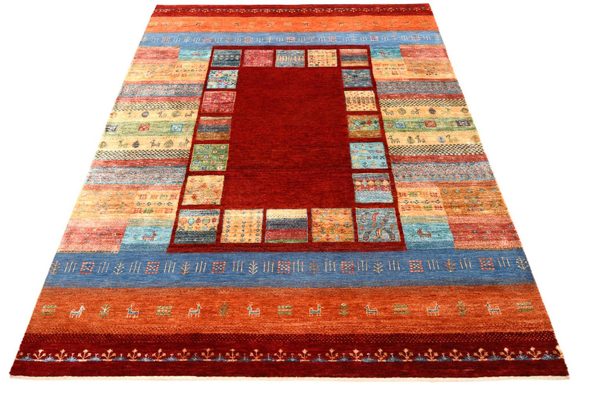 Gabbeh Rug - Loribaft Indus - 199 x 153 cm - red