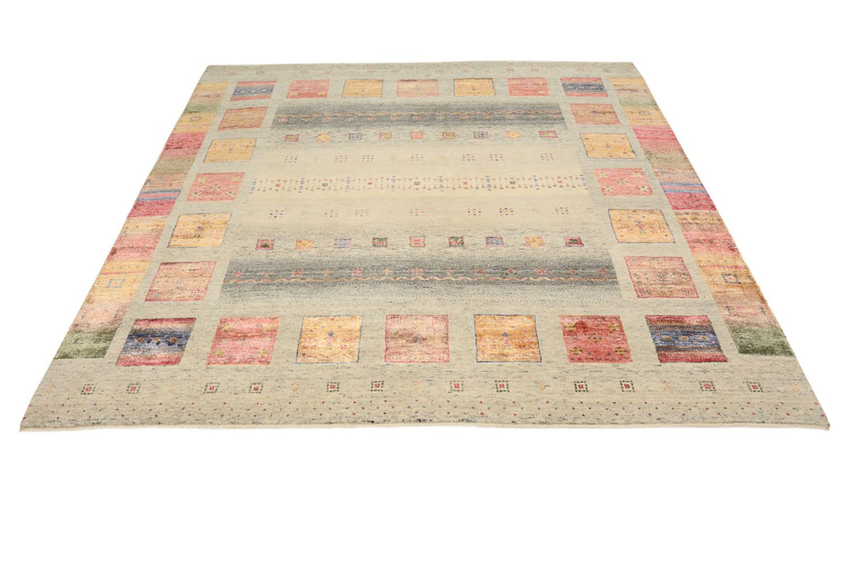 Gabbeh Rug - Loribaft Indus square  - 206 x 204 cm - dark beige