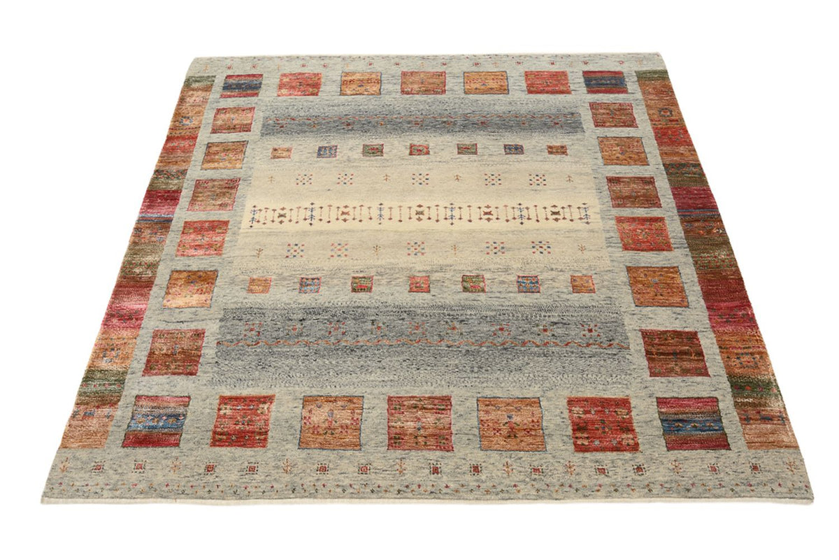 Gabbeh Rug - Loribaft Indus square  - 156 x 152 cm - dark beige