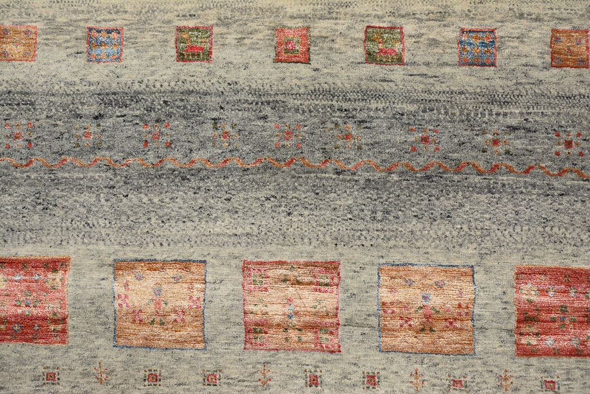 Gabbeh Rug - Loribaft Indus square  - 156 x 152 cm - dark beige