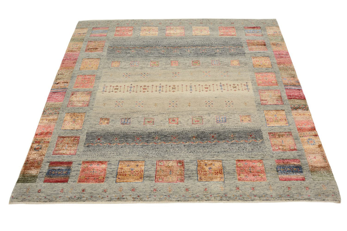 Gabbeh Rug - Loribaft Indus square  - 156 x 152 cm - dark beige
