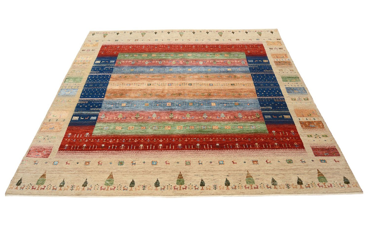 Gabbeh Rug - Loribaft Indus square  - 203 x 203 cm - multicolored