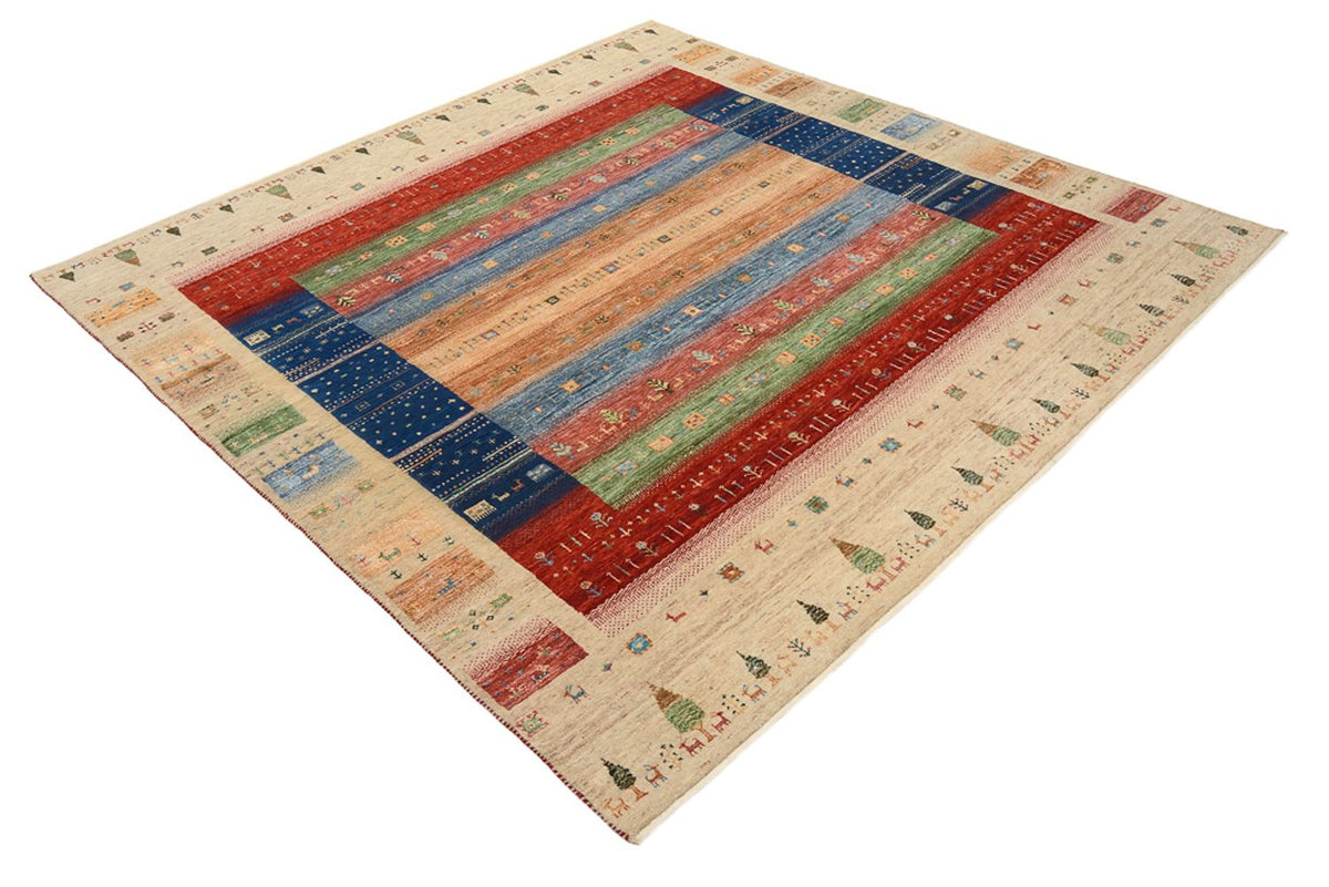 Gabbeh Rug - Loribaft Indus square  - 203 x 203 cm - multicolored