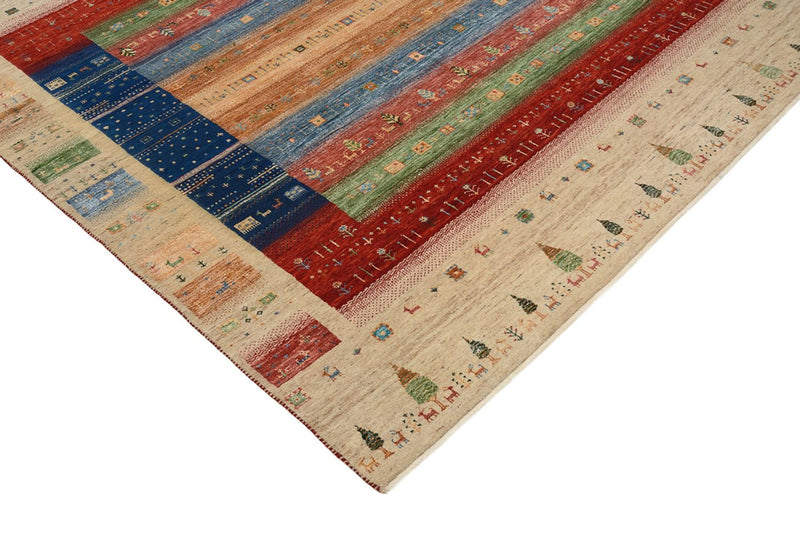 Gabbeh Rug - Loribaft Indus square  - 203 x 203 cm - multicolored