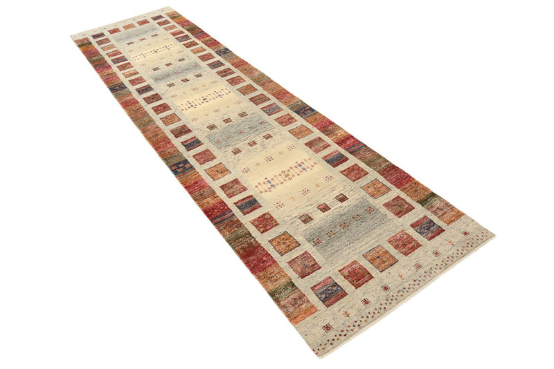 Runner Gabbeh Rug - Loribaft Indus - 306 x 84 cm - dark beige