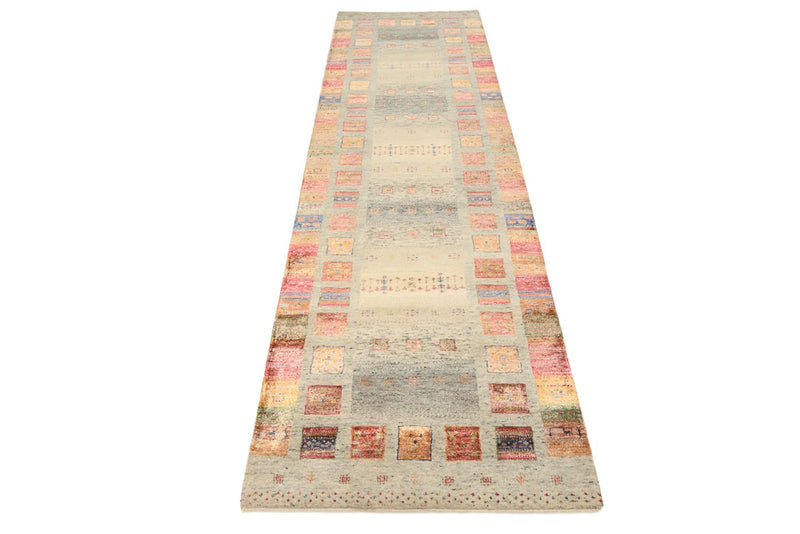 Runner Gabbeh Rug - Loribaft Indus - 306 x 84 cm - dark beige
