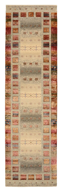 Runner Gabbeh Rug - Loribaft Indus - 306 x 85 cm - dark beige
