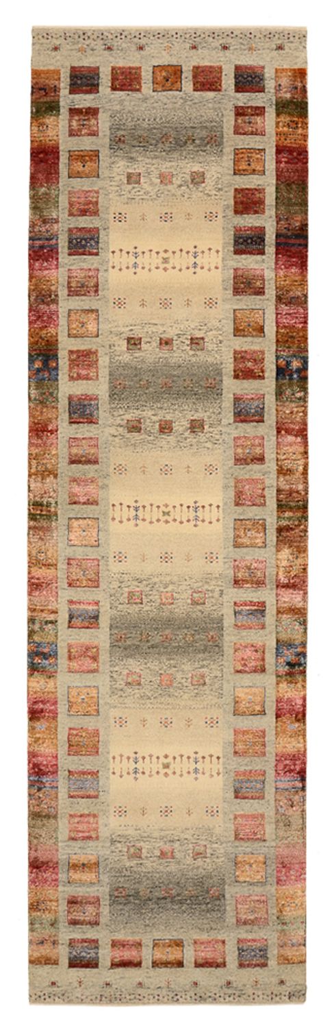 Runner Gabbeh Rug - Loribaft Indus - 306 x 85 cm - dark beige