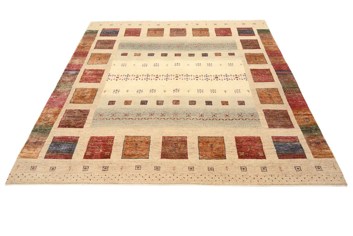 Gabbeh Rug - Loribaft Indus square  - 206 x 204 cm - dark beige