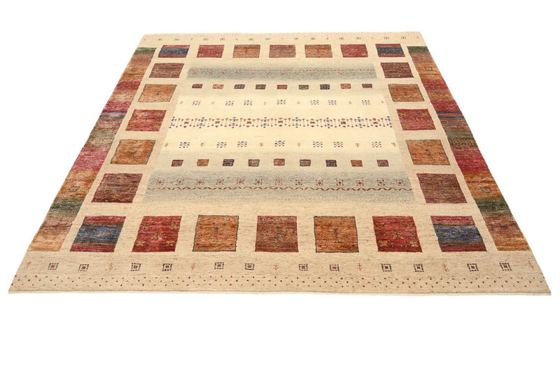 Gabbeh Rug - Loribaft Indus square  - 206 x 204 cm - dark beige