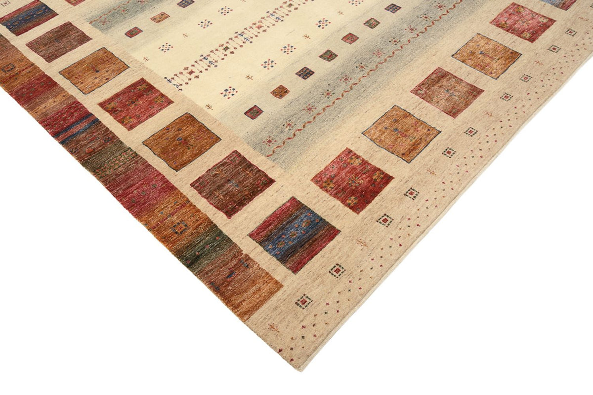 Gabbeh Rug - Loribaft Indus square  - 206 x 204 cm - dark beige
